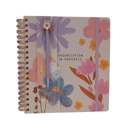 AGENDA SPIRALATA LARGE 18 MESI SETTIMANALE FLOREALE PASTEL CON PENNA