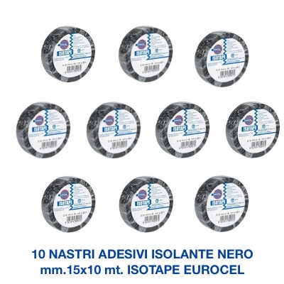 10 NASTRI ADESIVI ISOLANTE NERO mm. 15x10 mt. ISOTAPE EUROCEL