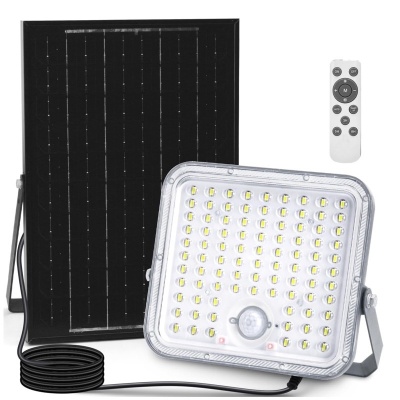 FARO FARETTO SOLARE LED 120W SENSORE MOVIMENTO CREPUSCOLARE TELECOMANDO AIGOSTAR