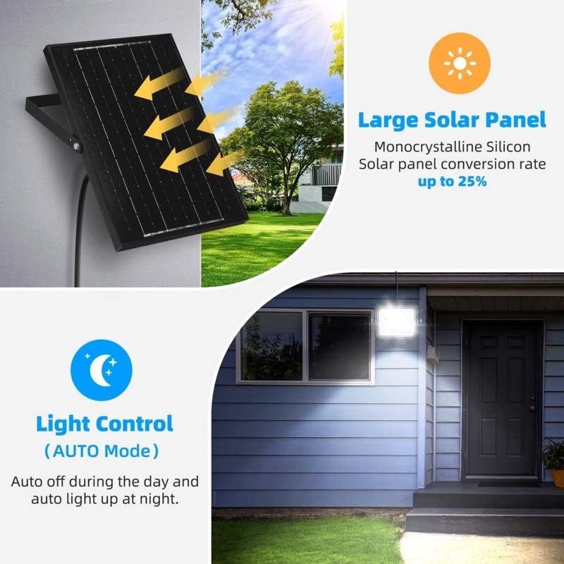 FARO FARETTO SOLARE LED 120W SENSORE MOVIMENTO CREPUSCOLARE TELECOMANDO AIGOSTAR - immagine 2
