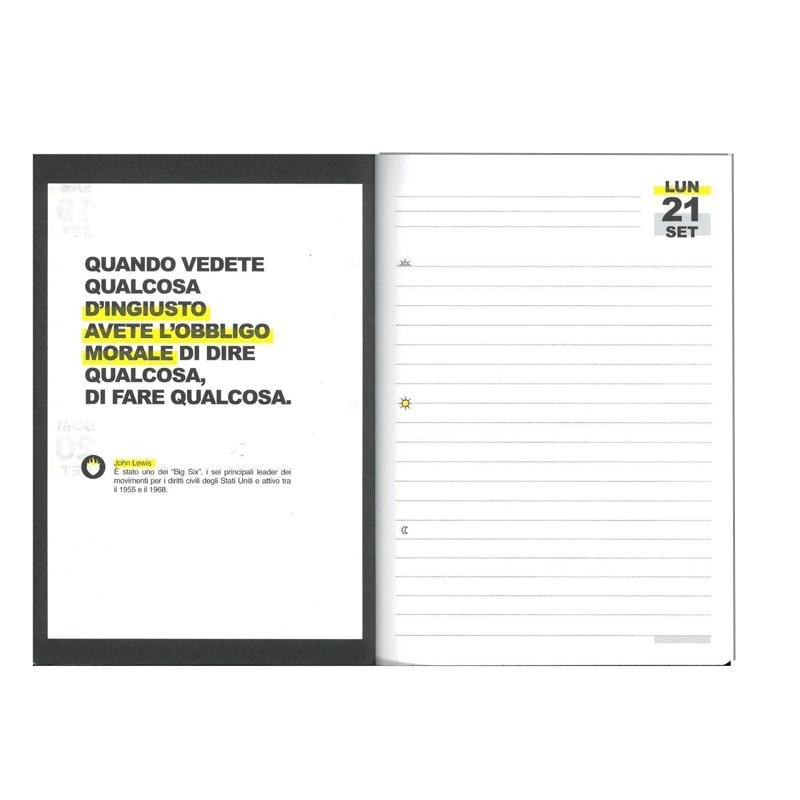 Diario Agenda Smemoranda All Black giornaliera 12 mesi nero con elastico 2026/27 - immagine 4