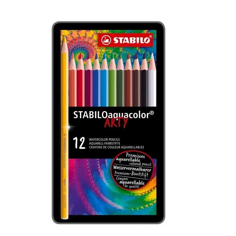 PASTELLI ACQUERELLABILI AQUACOLOR SCATOLA METALLO STABILO ARTY