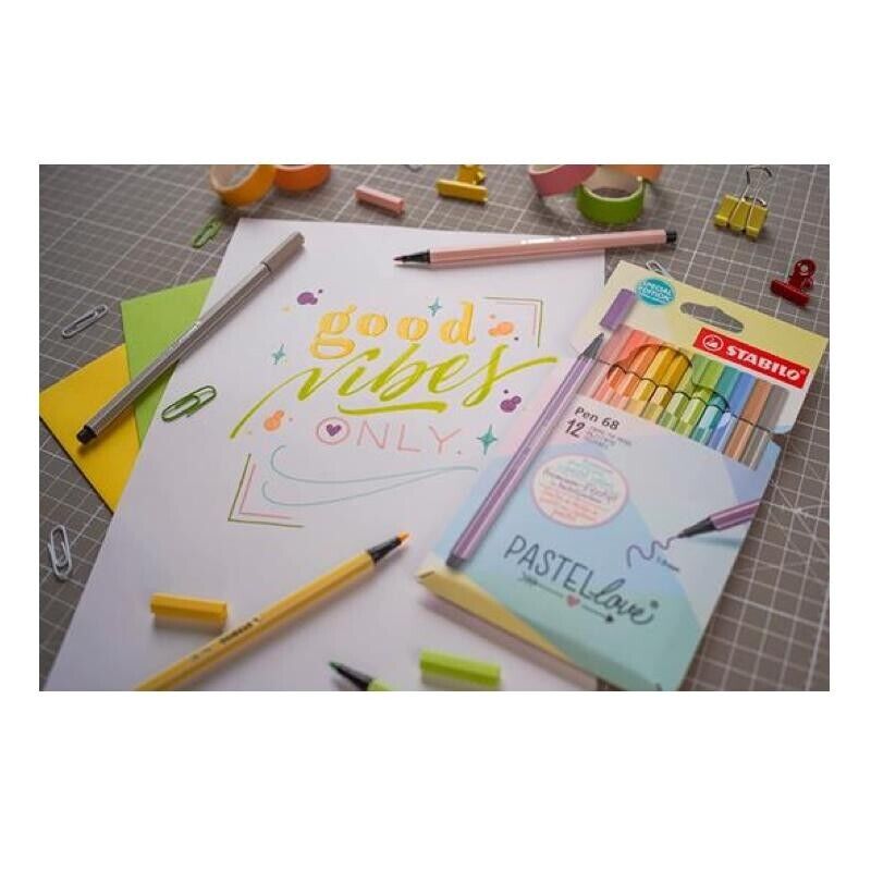 PENNARELLI PEN 68 COLORI PASTELLO LOVE- STABILO CONF. 12 PZ - immagine 3