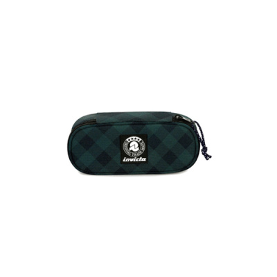 ASTUCCIO PORTAPENNE OVALE LIP PENCIL BAG INVICTA QUADRI VERDI