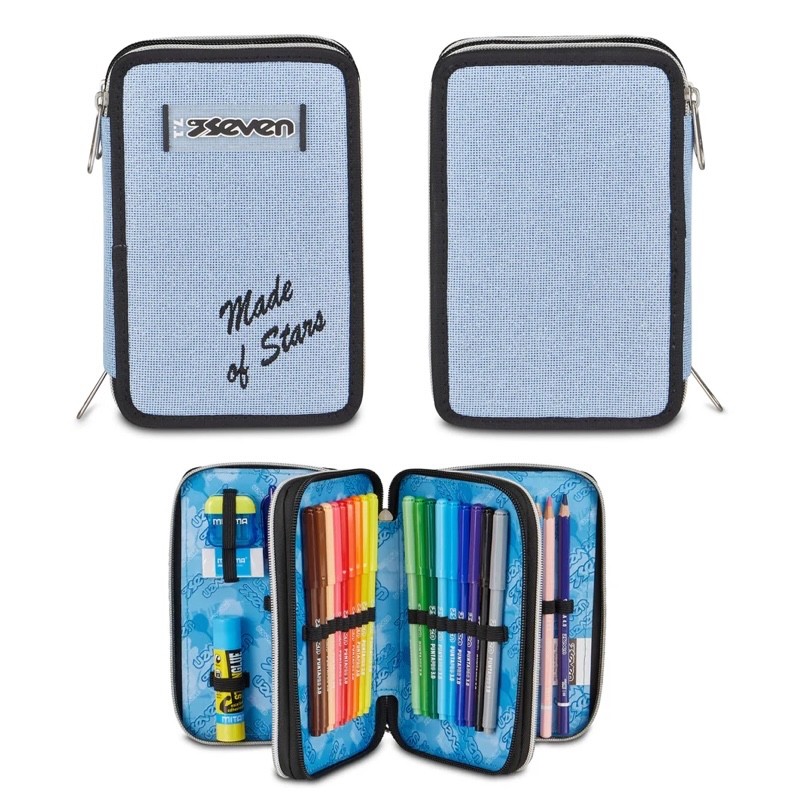 ASTUCCIO SEVEN 3 ZIP MADE OF STARS ACQUAMARINA - immagine 2