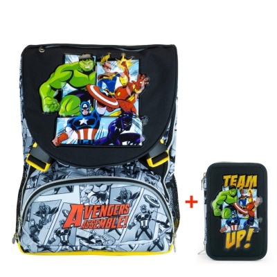 Zaino Estensibile Avengers Team Up + Astuccio 3 Zip