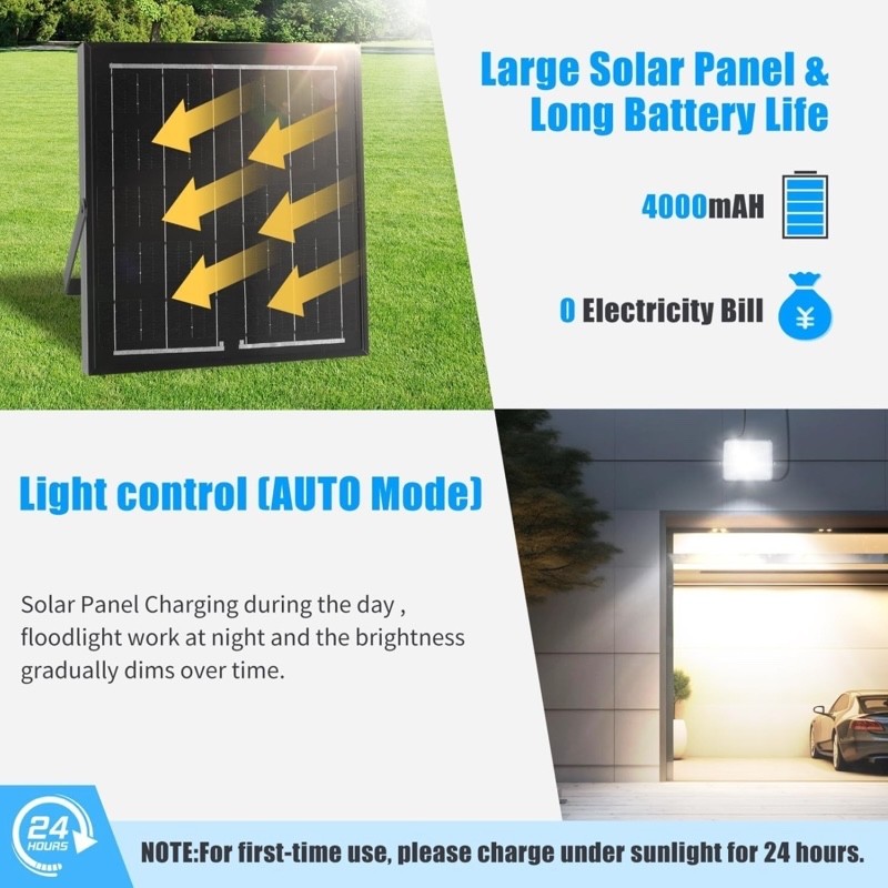 Faro LED Solare Aigostar 100W 1000lm IP66 CCT 8000mAh Luce Variabile - immagine 4