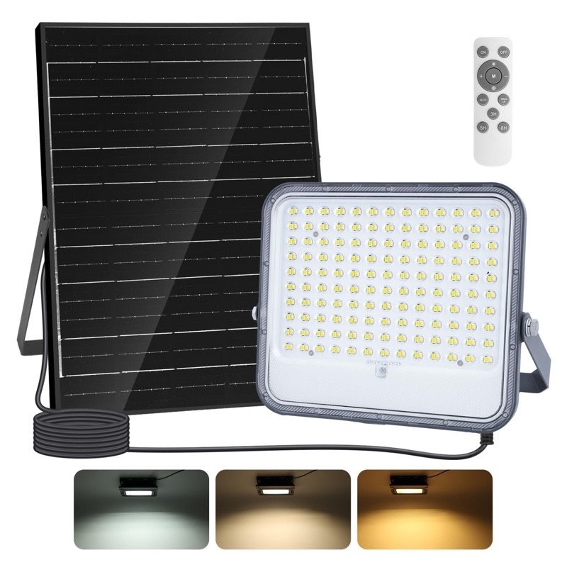 FARO SOLARE LED AIGOSTAR LUCE DIMMERABILE TELECOMANDO IP66 200 WATT 16000 mAH
