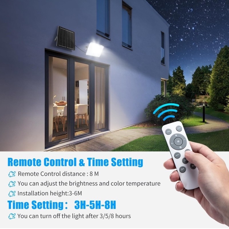 FARO SOLARE LED AIGOSTAR LUCE DIMMERABILE TELECOMANDO IP66 200 WATT 16000 mAH - immagine 3