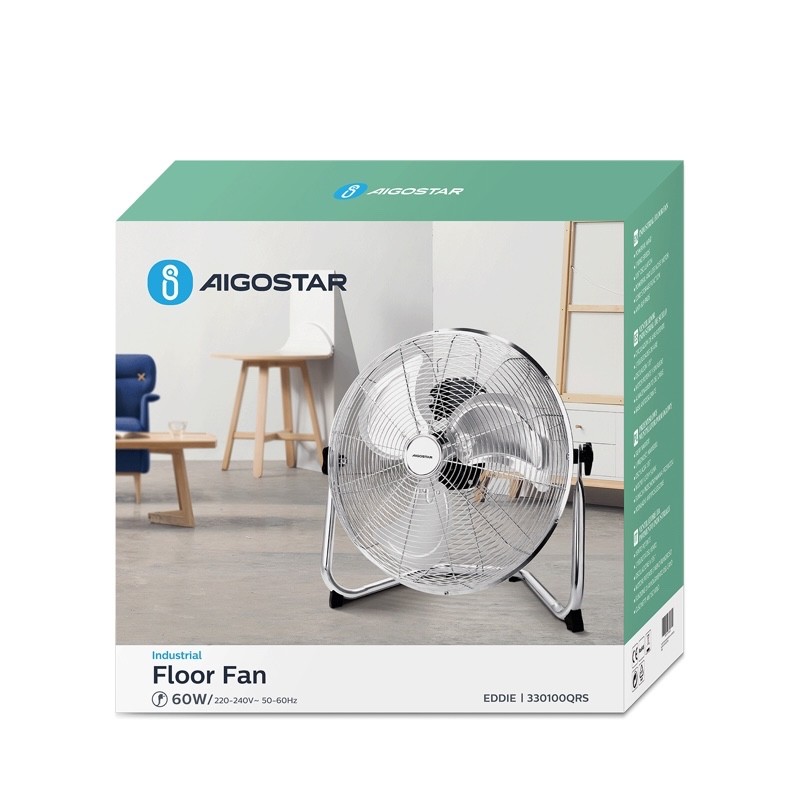Ventilatore da pavimento 3 pale 3 velocità Interruttore a pulsante Rivestimento - immagine 5