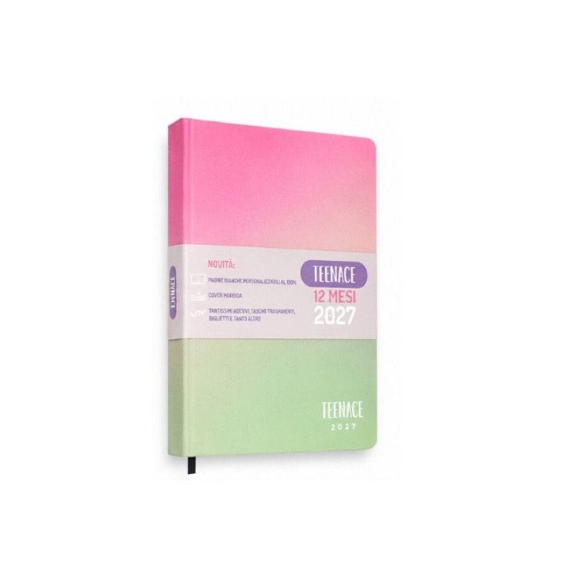 Diario Agenda Standard 12 Mesi Teenace PU 2026/2027 Rosa verde
