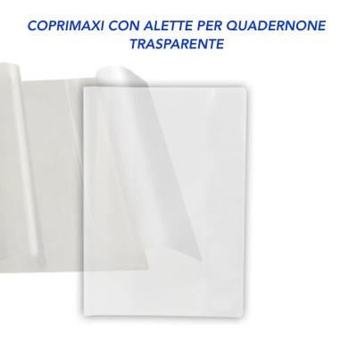 20 PZ COPRIMAXI CON ALETTE PER QUADERNONE  TRASPARENTE