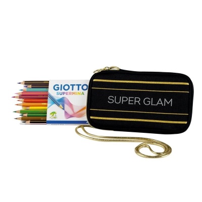 Astuccio Giotto Supermina Da 12 Colori + Pochette Super Glam Nero