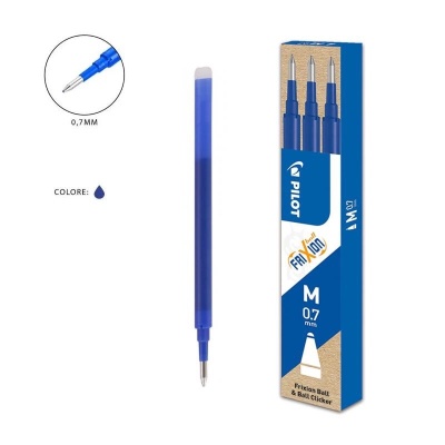 3 Refill ricarica per penna pilot frixion 0,7 Colore  blu
