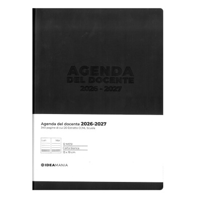AGENDA DEL DOCENTE IDEAMANIA GIORNALIERA 12 MESI 2026-2027 BLACK