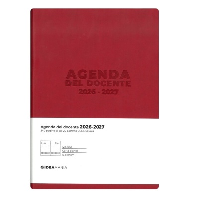 AGENDA DEL DOCENTE IDEAMANIA GIORNALIERA 12 MESI 2026-2027 RED