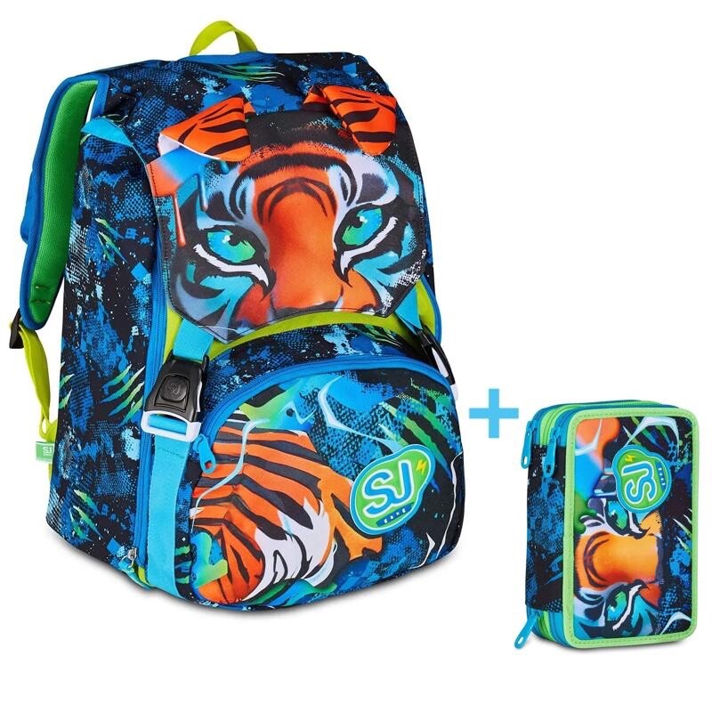 Zaino Scuola Seven SJ Sdoppiabile Big Gang Air Tiger + Astuccio 3 zip