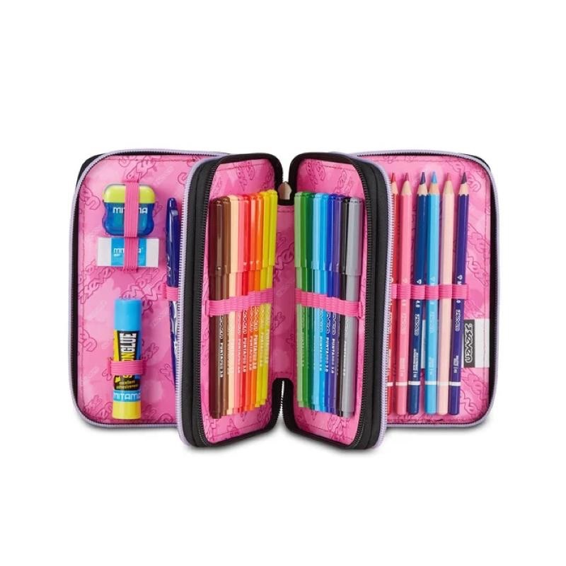 ASTUCCIO SEVEN 3 ZIP GLITZYCUTE BLACK/PINK - immagine 3