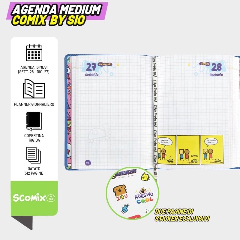Diario Agenda Medium 16 Mesi 2026/2027 Scomix by Sio Blu - immagine 3