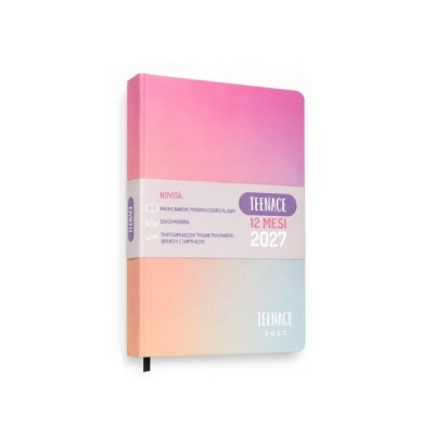 Diario Agenda Standard 12 Mesi Teenace PU 2026/2027 Rosa Viola Arancio
