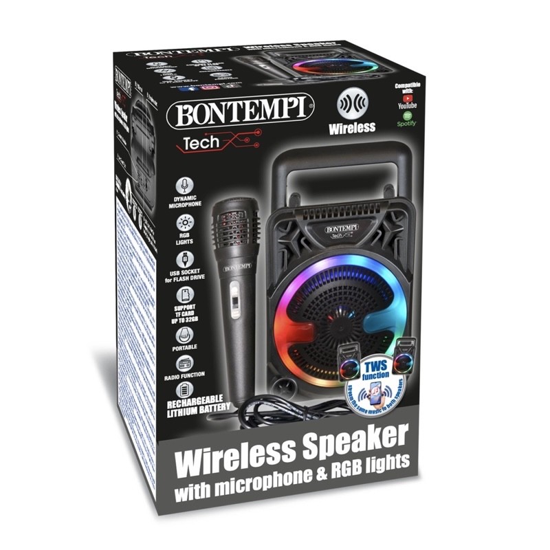 Cassa Wireless speaker with dynamic microphone & RGB lights Bontempi 49 1000 - immagine 3