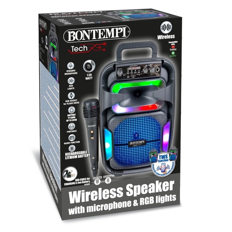 Cassa Wireless speaker with dynamic microphone & RGB lights Bontempi 49 1030 - immagine 3