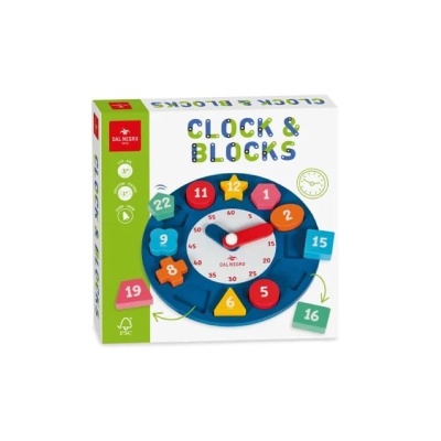 CLOCK AND BLOCKS OROLOGIO IN LEGNO NEGRO GIOCO EDUCATIVO