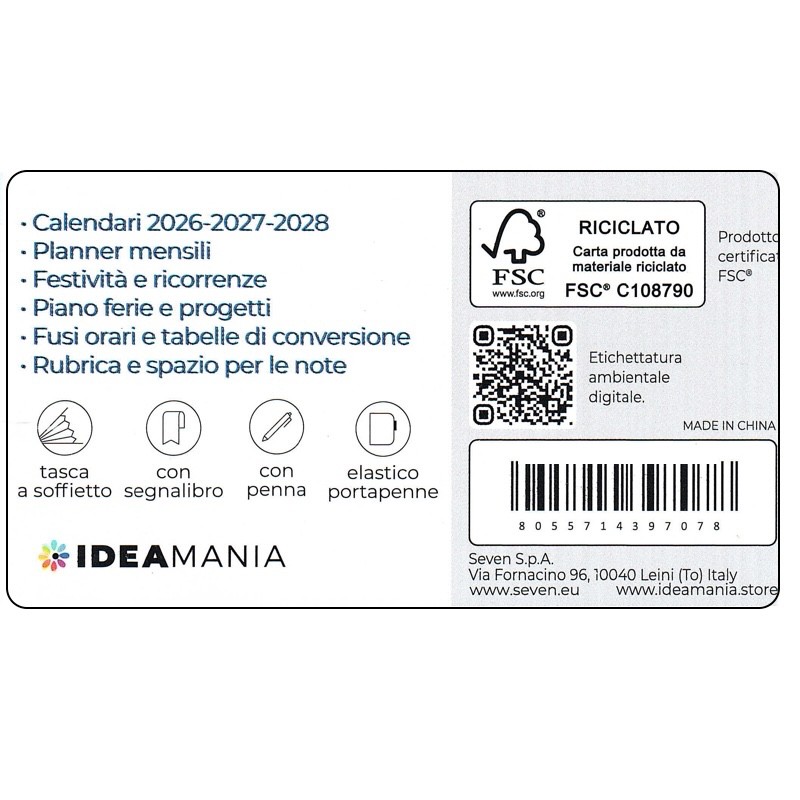 AGENDA GIORNALIERA DIAMOND BLACK IDEAMANIA SEVEN 12 MESI 9x13 2027 - immagine 5