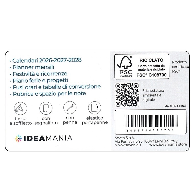 AGENDA GIORNALIERA PRECIOUS BLU IDEAMANIA SEVEN 12 MESI 9x13 2027 - immagine 2